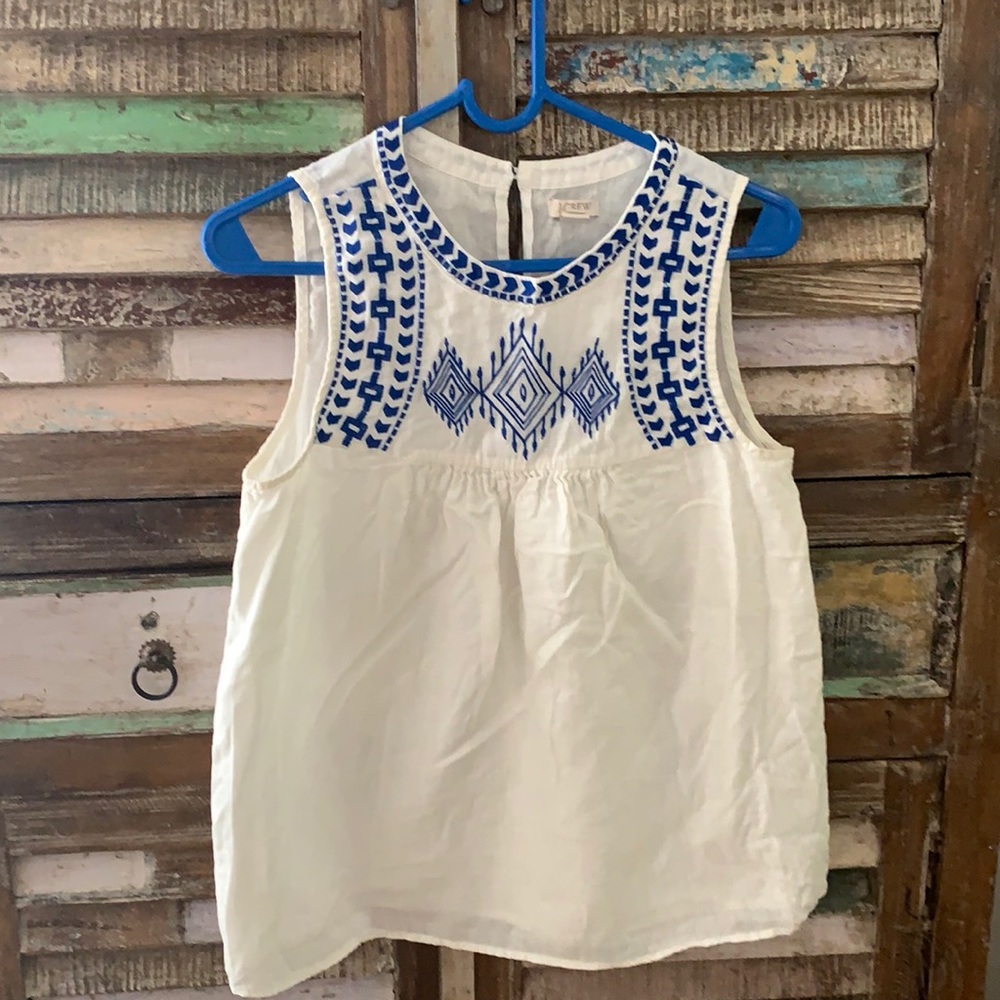 J Crew Embroidered Yoke Tank